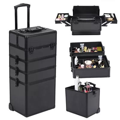 $85.99 • Buy 4-IN-1 Professional Rolling Makeup Train Case Cosmetic Trolley Storage Organizer