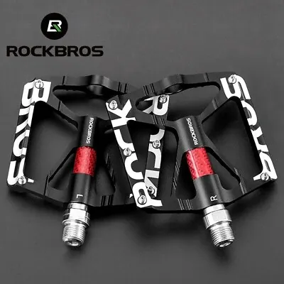 ROCKBROS Bike Pedal Non-slip Widen Flat 9/16  Seal Bearing Reflective Pedals • $26.59