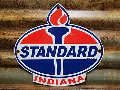 Vintage Standard Oil Sign 1954 Indiana Torch Motor Gas Station Service Amoco • $184.70
