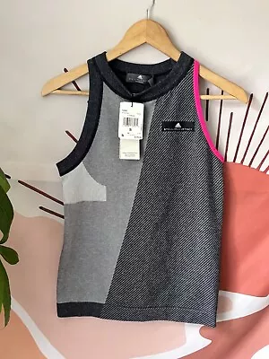 Adidas Stella McCartney Top Womens S Small Gray Sleeveless Tank Logo Stretch • $24.95