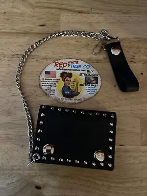 Live To Ride Genuine Cow Hide Leather Wallet Chain Motorcycle Fatboy Collector • $26.69