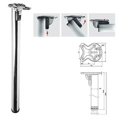 1x 870mm Folding Chrome Breakfast Bar Worktop Support Table Leg 50mm Diameter • £15.19