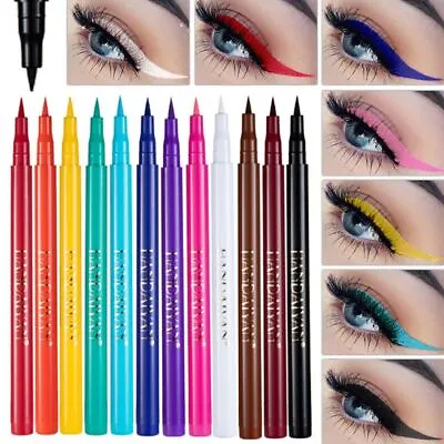 12Pcs/Set Iquid Eyeliner Eye Makeup Waterproof Colour Liner Pen Long Lasting • £6.99