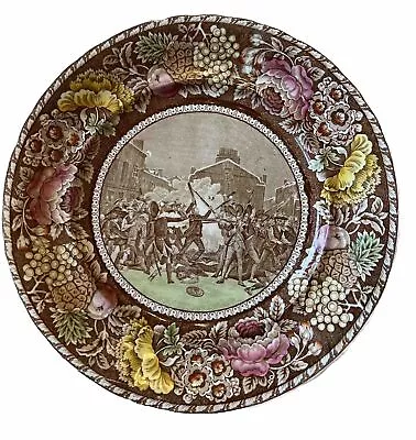 Antique The Boston Massacre Transferware Plate Rowlands & Marsellus England 10” • $49.96