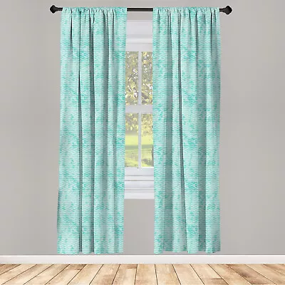 Nautical Curtains 2 Panel Set Ocean Sea Wave Pattern • £23.99