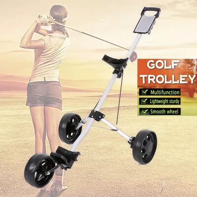 Aluminium Alloy Golf Trolley Cart Push Pull Golf Cart Foldable 3 Wheels Trolley • $148.99