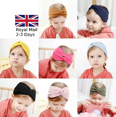 Baby Girls Wide Twist Rib Headband Stretch Hairband Elastic Head Wrap Turban • £3.29