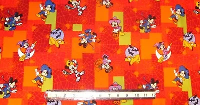 22  X 30  Mickey Mouse Minnie Pluto Halloween Spiderwebs Candy On Cotton Fabric • $6.45
