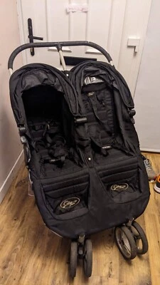 Baby Jogger City Mini Double Stroller Black With Rain Cover Included • £100