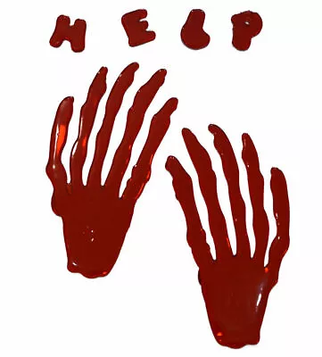  Bloody Red HANDS HALLOWEEN WINDOW GEL STICKERS Decorations Scary Spooky Party • £3.95