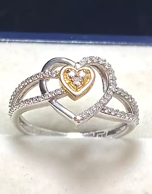 Genuine Real 10K White Yellow Gold Women Ring Rings With Real Diamonds 35 P (EF) • $218.06