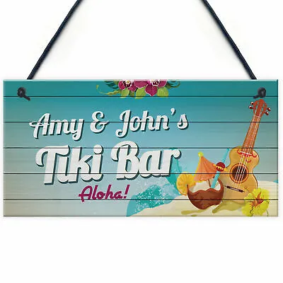 £4.99 • Buy Personalised Tiki Bar Hanging Sign Home Bar Decor Man Cave Gifts Kitchen Pub