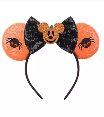 Disney Parks Ears Halloween Mickey Mouse Jack-o'-Lantern Ear Headband HANDMADE • $10.99