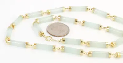 + 14k Vintage Gold Light Green Jade Asian Hong Kong Ladies Necklace 17  • $329
