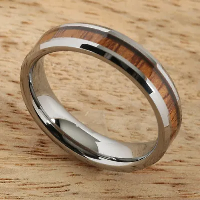 Tungsten Carbide With Hawaiian Koa Wood Ring  5mm(beveled Edge) Sale!!! • $55