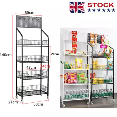 Shop Retail Shelf Wire Mesh Display Rack Supermarket Movable Fixed Black/White • £79.99