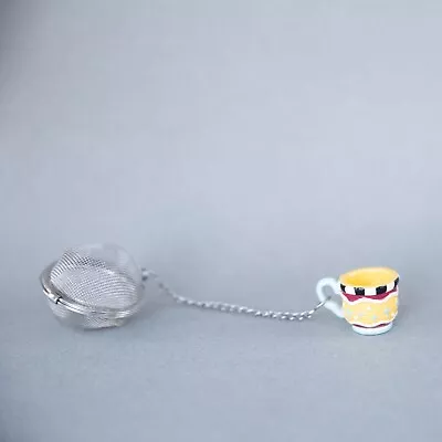Vintage Mesh Tea Ball Tea Strainer With Attached Resin Yellow Teacup • $10