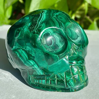 1.17LB Natural Malachite Quartz Crystal Skull Carved Stone Skeleton Ghost Head H • $0.99