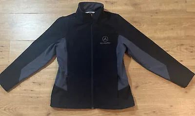 Mercedes Benz Womens Full Zip Soft Shell Jacket Fleece Lined Black Gray Size L • $28.90