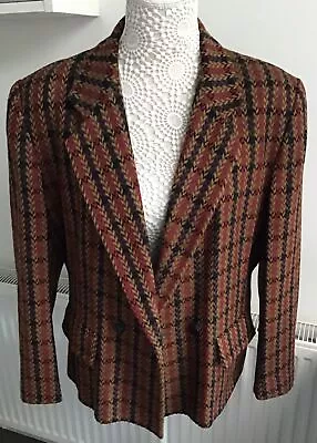 Vintage Viyella Multicoloured 100% Pure New Wool Jacket Size 14 Herringbone • £20