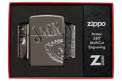 Zippo Jack Daniel's Pocket Premium Refillable Camping Lighter Armor Black Ice • $380.01