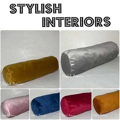 Hi-Quality Handmade Soft Plush Velvet Bolster Pillow Cushions With Bead Filling  • £12.99