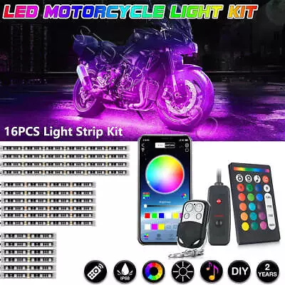 16 Motorcycle LED Under Glow Light Neon RGB Strip Kit For Harley Davidson Street • $46.99