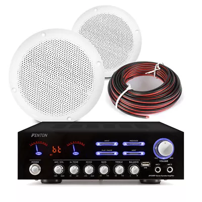 Home Stereo HiFi System Kitchen Bluetooth Wireless Amplifier & Pair Of Speakers • £140