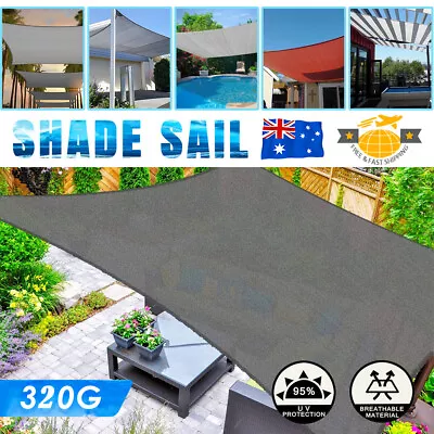 $93.66 • Buy 320GSM Sun Shade Sail Cloth Canopy Outdoor Awning Rectangle Square Grey 5 Size