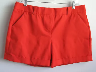 Vince Camuto Shorts Womens 10 Orange Cuffed Cotton Blend Stretch Pockets Solid • $12.99