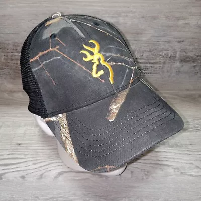 Browning Camo Hat Mens O/S Snapback Mesh Baseball Cap Dad Hunting Mossy Oak • $9.74