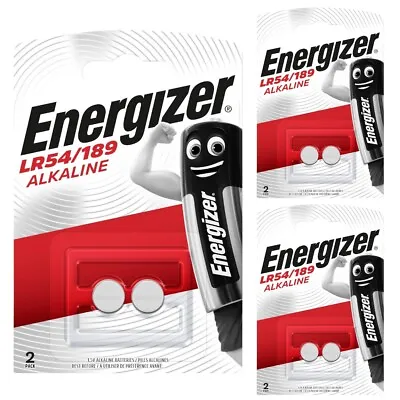 6 X Energizer LR54 Alkaline Batteries 1.5V - 189 LR1130 AG10 GP189 L1130 389 G10 • £3.99