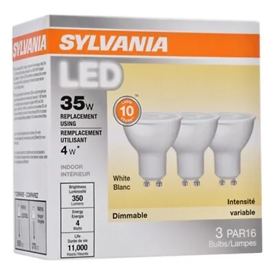 $12.08 • Buy Genuine Sylvania LED 35w (PAR16) 1 Box Of 3 LED Dimmable Light Bulbs **READ** 