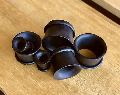 PAIR Black Areng Wood Tunnels Single Flare Plugs Organic Earlets Gauges • $12.95