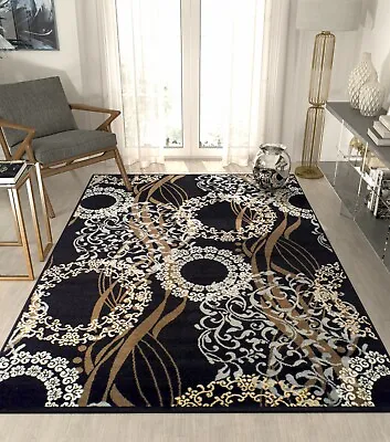 Rugs For Living Room 8x10 Black Modern Rugs Runners Hallway Contemporary 5x7 2x8 • $29.98