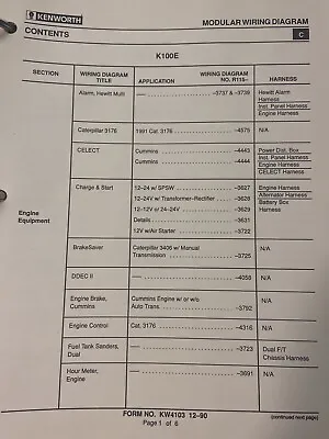 1988 Kenworth K100E Modular Wiring Diagrams • $149.99