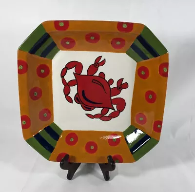 Vicki Carroll Pottery Octagon Beautiful Crab Pattern Serving Bowl • $21.40