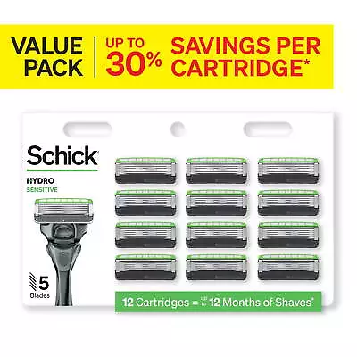 Schick Hydro Sensitive Razor Blade Refills 12 Ct 5-Blade Men's Razor Refills • $26.97