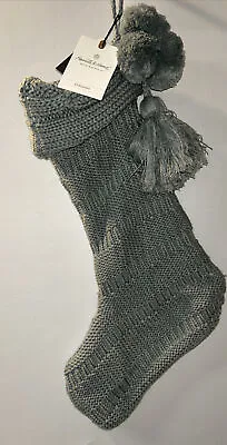 Hearth & Hand Magnolia Christmas Holiday Stocking 20  - Green Gray Knit • $10