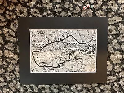 London Underground Tube Train Railways  Mounted Historical Map  RARE • £21.99