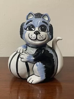 Signed Lorna Bailey Studio Pottery Cat Kitten Figure -blue/black-ball Of Wool • £45