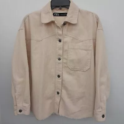 Zara Women's Button Down Frayed Hem Cream Size S Jacket • $24.99