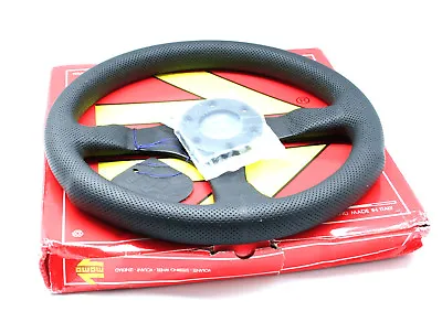 MOMO Competition Steering Wheel Black Air Leather Black Stitching 350mm NEW • $199.95