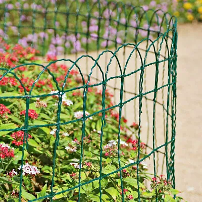 Garden Border Fence Lawn Edging Green PVC Coated Iron Wire Edge Fencing Deco 10M • £24.95
