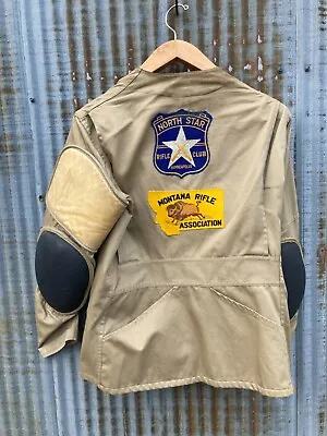 VINTAGE 10X Sporting Clothing Canvas SHOOTING Jacket MONTANA RIFLE PATCH Sz 42 • $75
