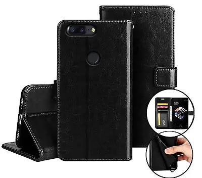 $6.95 • Buy Oneplus 5T Fine Leather Wallet Case Id Cash Compartment