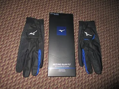 Pair Of New Mizuno Rain Fit Golf Gloves - Black - Size Men's ML - Medium Large • $9.99
