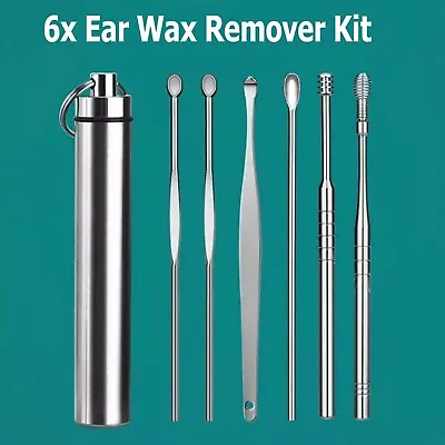 6x Anti-rust Ear Wax Remover Tools Spoon Ear Scraper Scratcher Cleaner Earpicker • £2.95