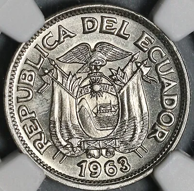 1963 NGC MS 66 Ecuador 50 Centavos Gem BU Mint State Coin (21052404C) • $69.99