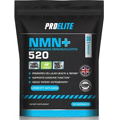 NMN 30 Capsules 520mg NAD Nicotinamide Mononucleotide 99.6% Anti Ageing DNA • £13.99